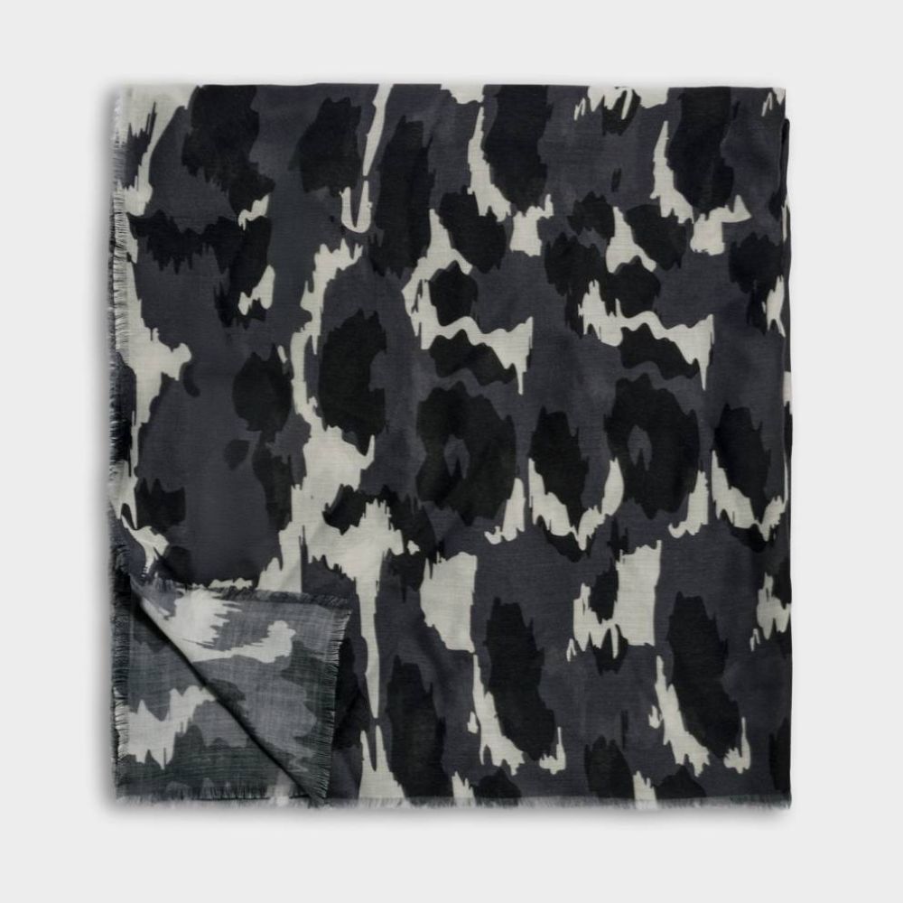 Katie Loxton Brush Stroke Leopard Printed Scarf - Grey