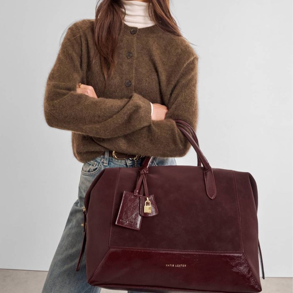 Katie Loxton Charlbury Suedette Cabin Bag - Cherry