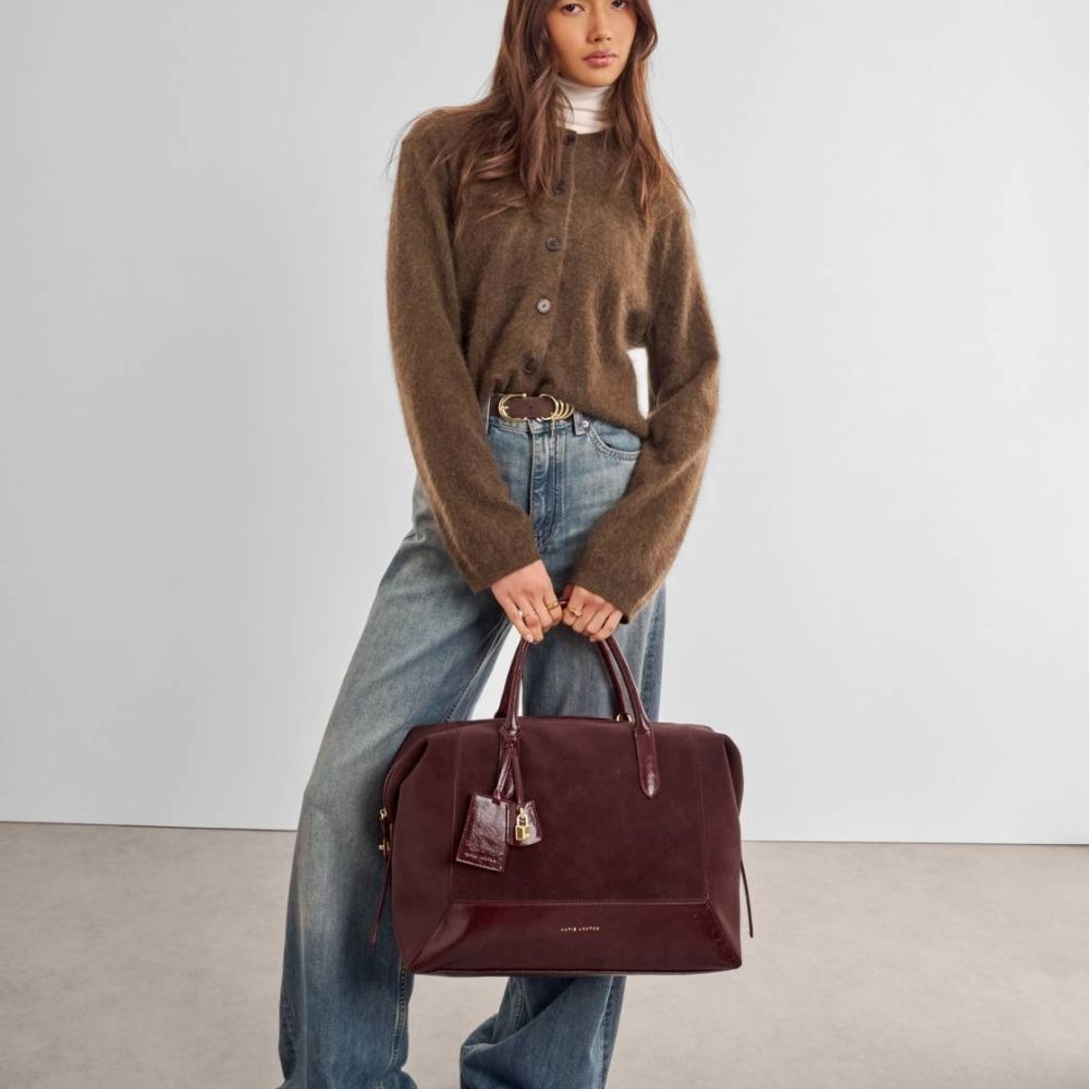 Katie Loxton Charlbury Suedette Cabin Bag - Cherry
