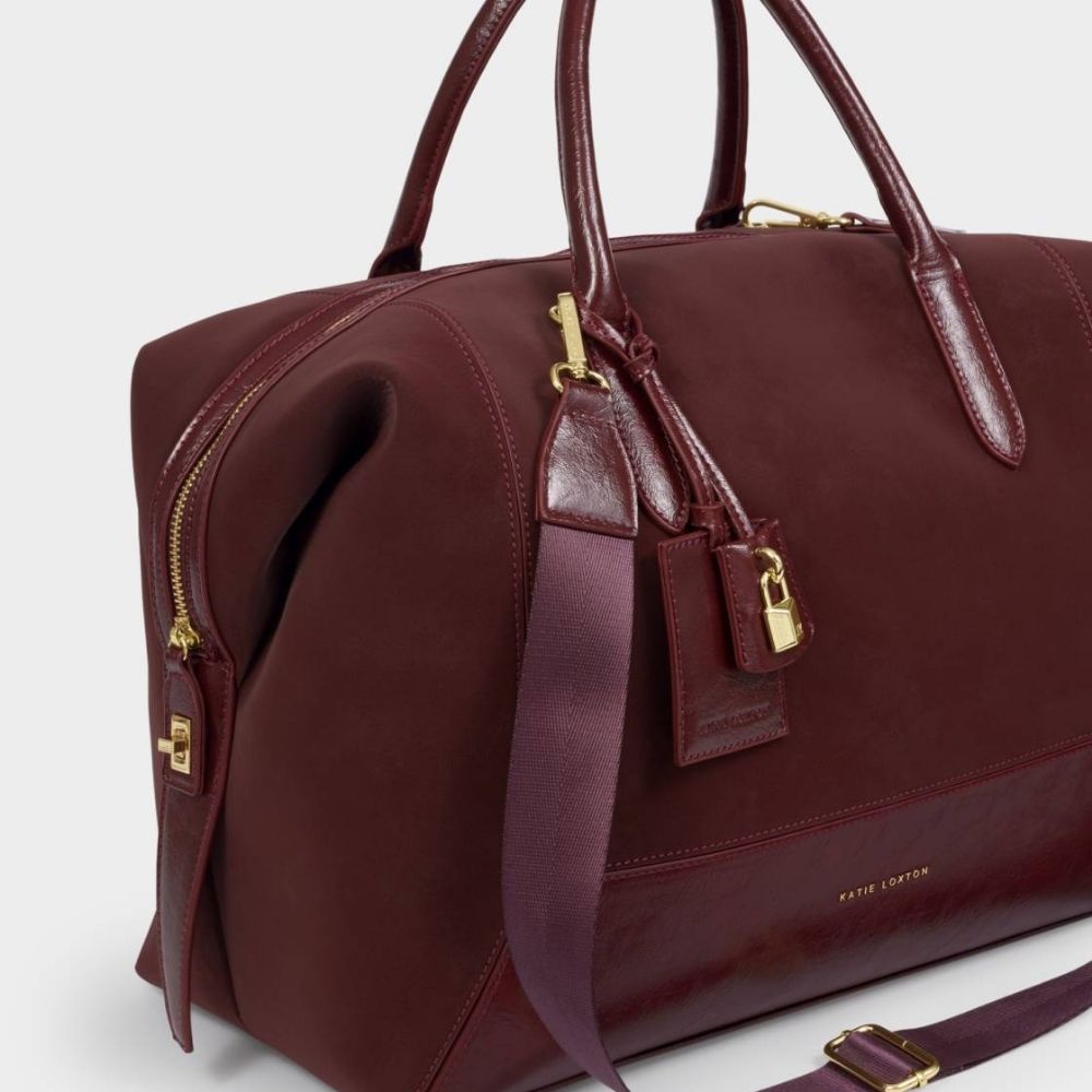 Katie Loxton Charlbury Suedette Cabin Bag - Cherry