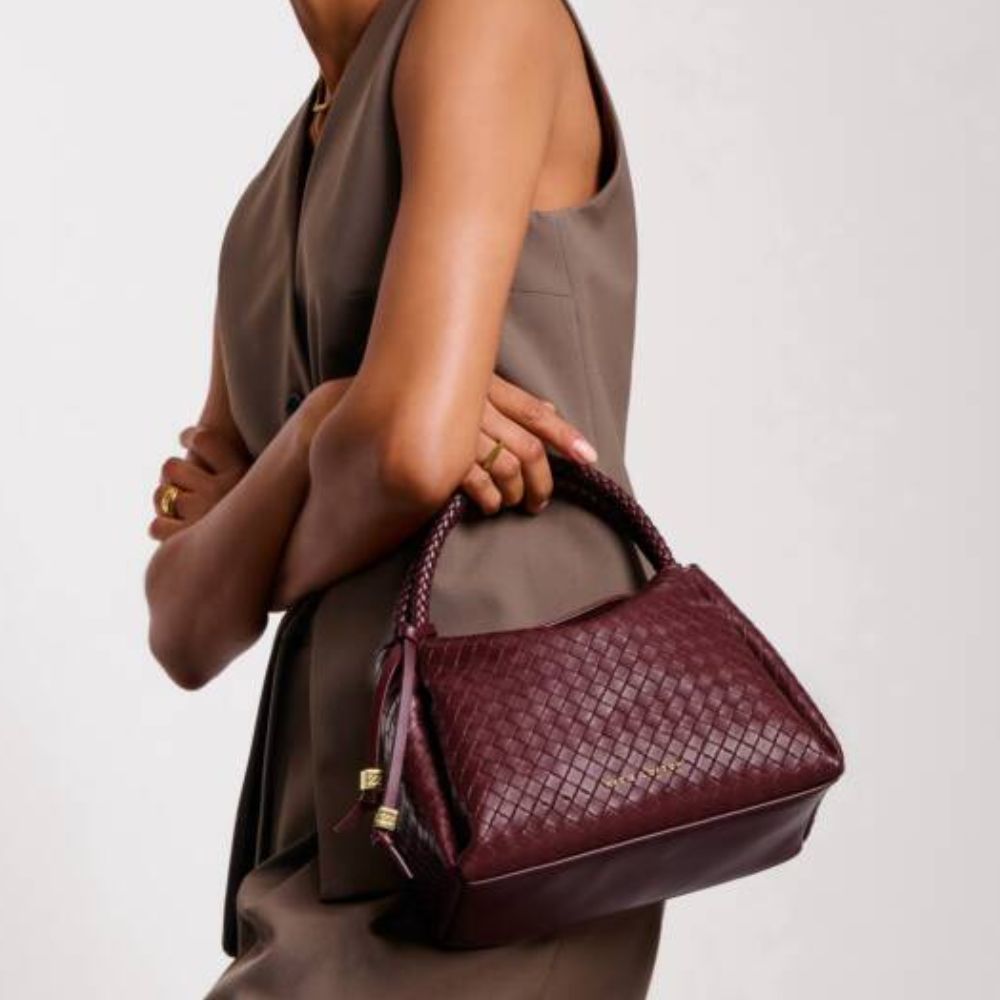 Katie Loxton Cherry Nova Woven Texture Top Handle Bag