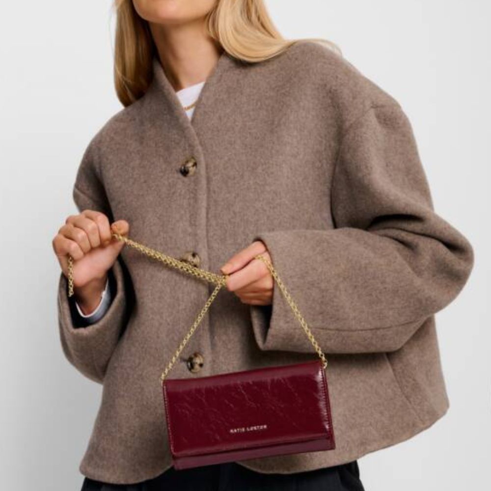 Katie Loxton Cherry Zea Patent Crackle Crossbody Purse