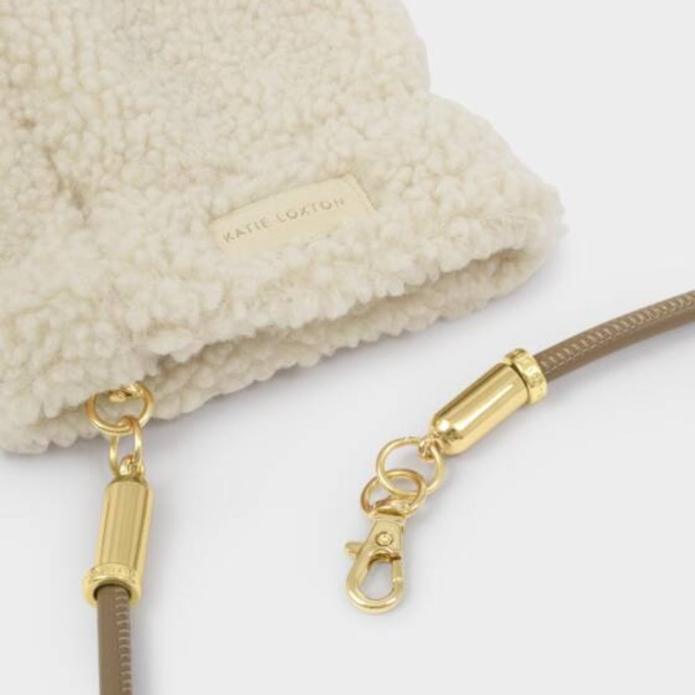 Katie Loxton Cream Teddy Mittens with Cord