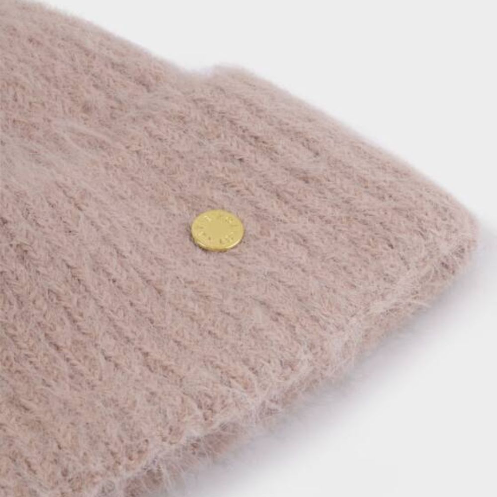 Katie Loxton Dusty Pink Knitted Pom Pom Hat