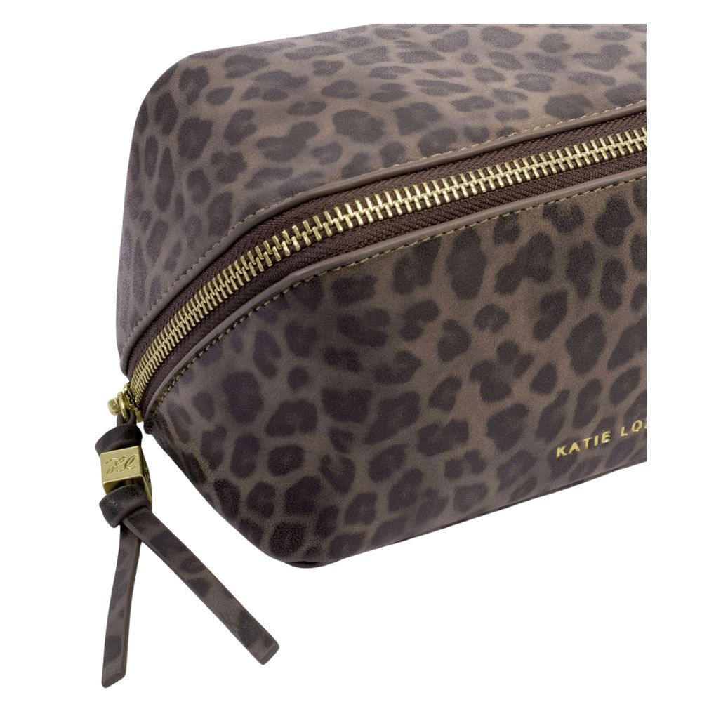 Katie Loxton Fold-Out Mirror Makeup Bag - Leopard Print