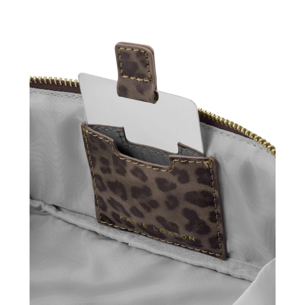 Katie Loxton Fold-Out Mirror Makeup Bag - Leopard Print