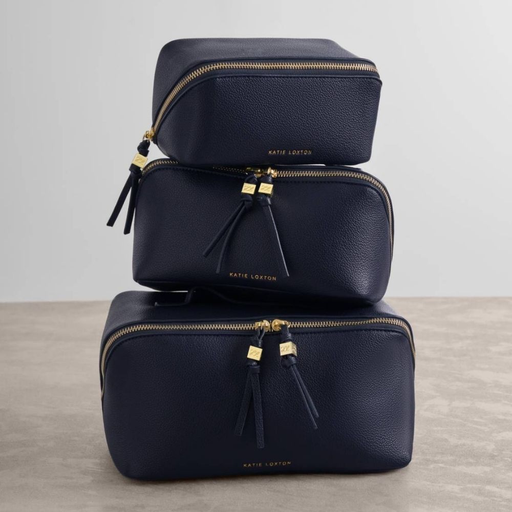 Katie Loxton Fold-Out Mirror Makeup Bag - Navy