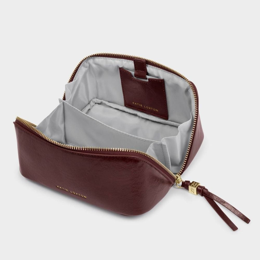 Katie Loxton Fold-Out Patent Crackle Mirror Makeup Bag - Cherry