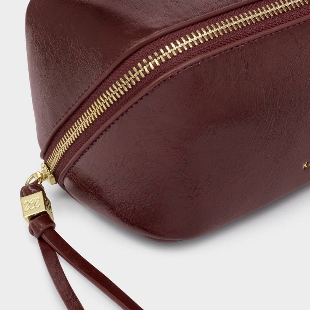 Katie Loxton Fold-Out Patent Crackle Mirror Makeup Bag - Cherry