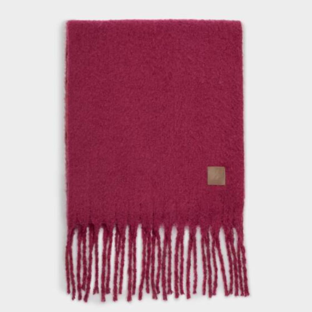 Katie Loxton Garnet Red Oversized Recycled Tassel Scarf