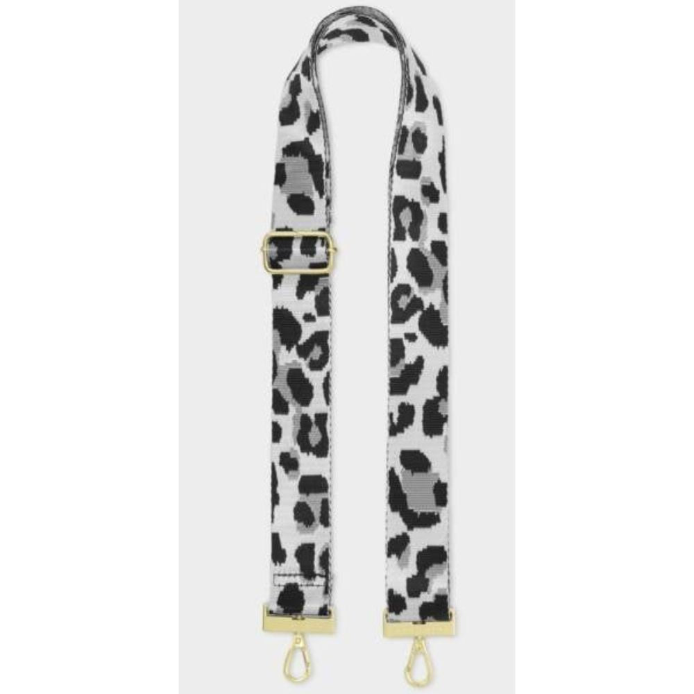 Katie Loxton Grey & Black Leopard Canvas Bag Strap