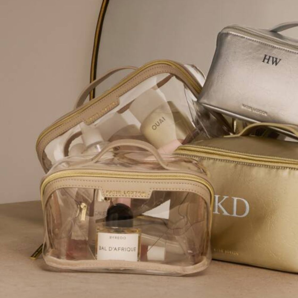 Katie Loxton Light Taupe Clear Medium Makeup & Wash Bag