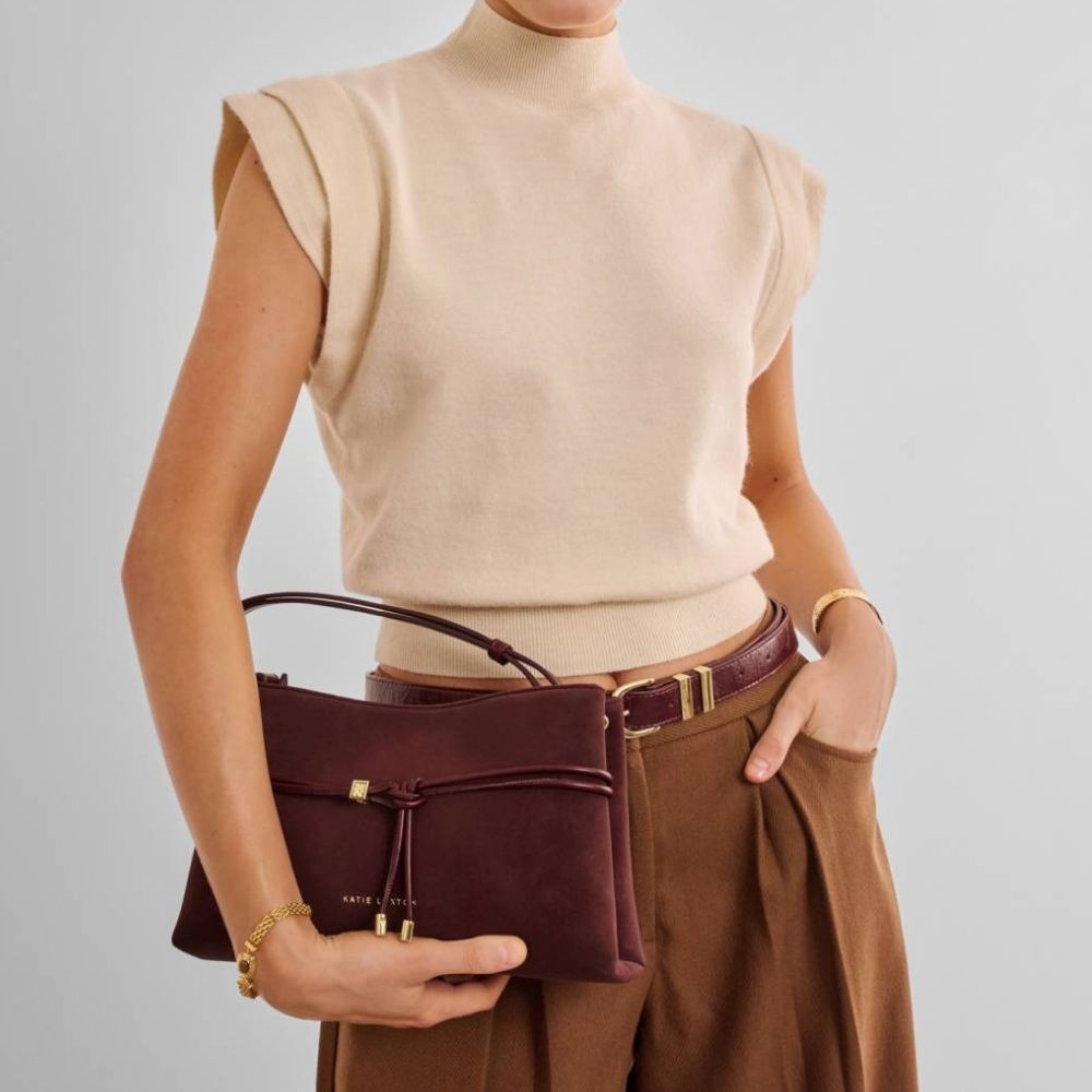 Katie Loxton Lori Suedette Crossbody Bag - Cherry