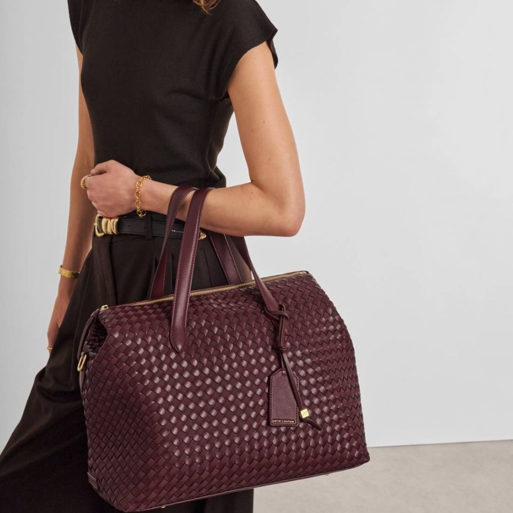 Katie Loxton Milan Hand Woven Cabin Bag - Cherry