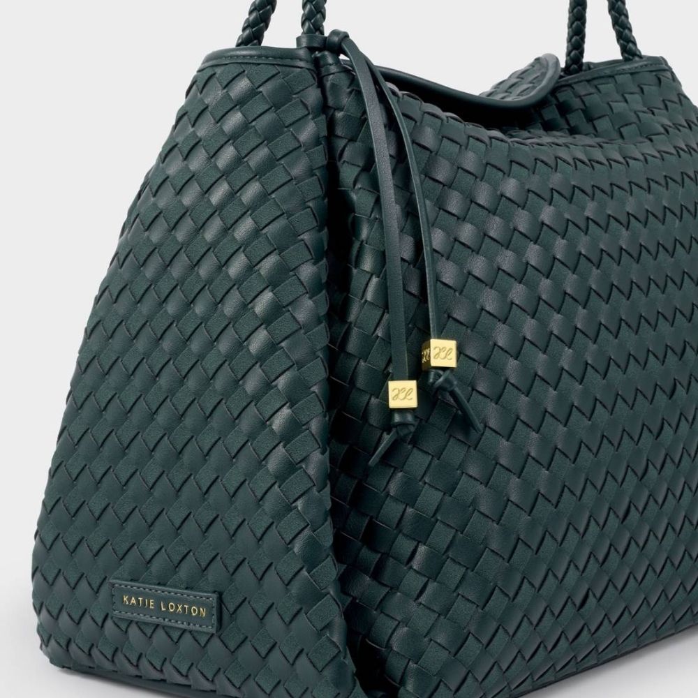 Katie Loxton Nova Hand Woven Large Shoulder Bag - Deep Teal