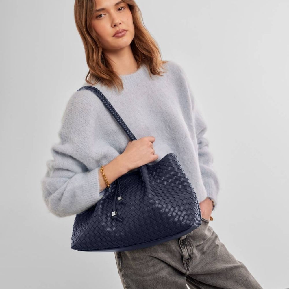 Katie Loxton Nova Hand Woven Small Shoulder Tote - Navy