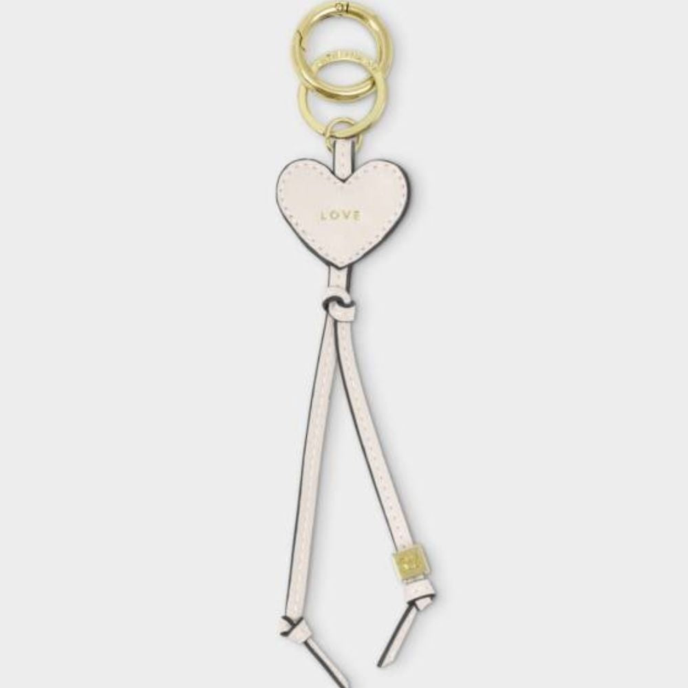 Katie Loxton Off White 'Love' Heart Bag Charm Keyring