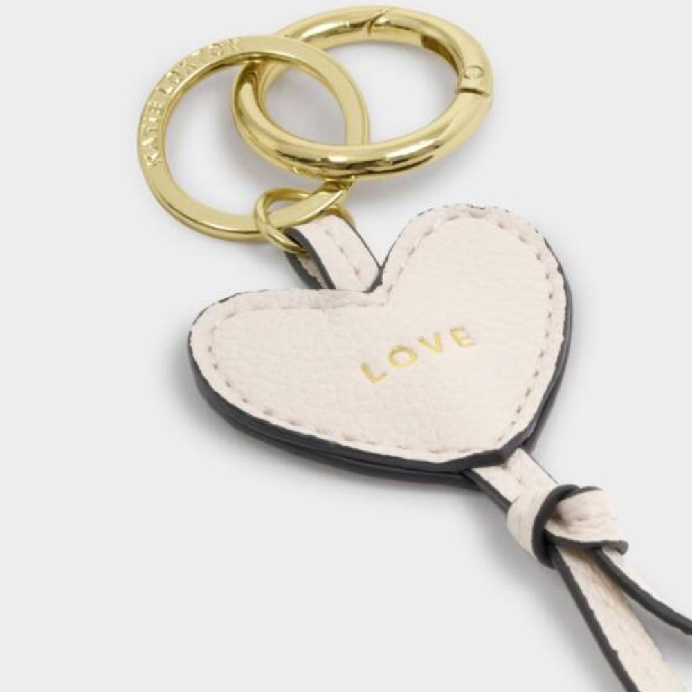 Katie Loxton Off White 'Love' Heart Bag Charm Keyring