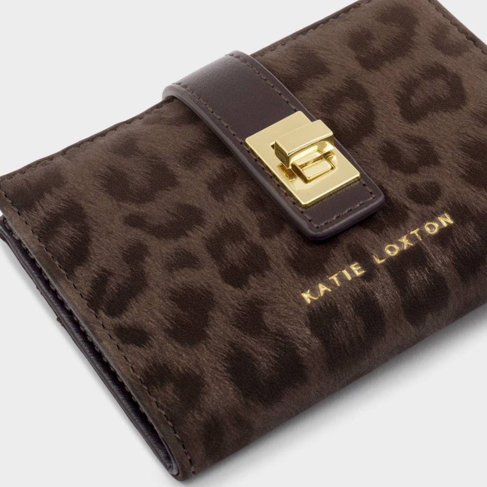 Katie Loxton Orin Twist Lock Purse - Chocolate Leopard
