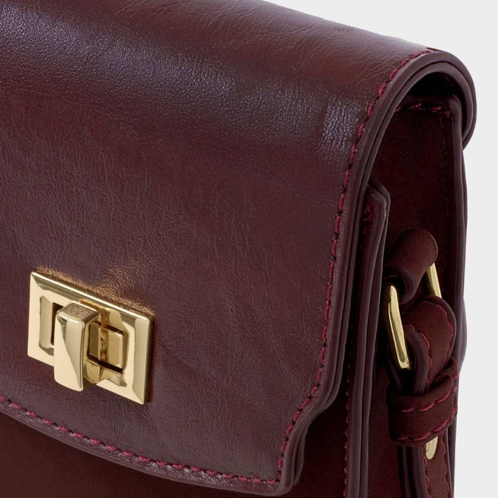 Katie Loxton Orin Twist Lock Suedette Slim Bag - Cherry