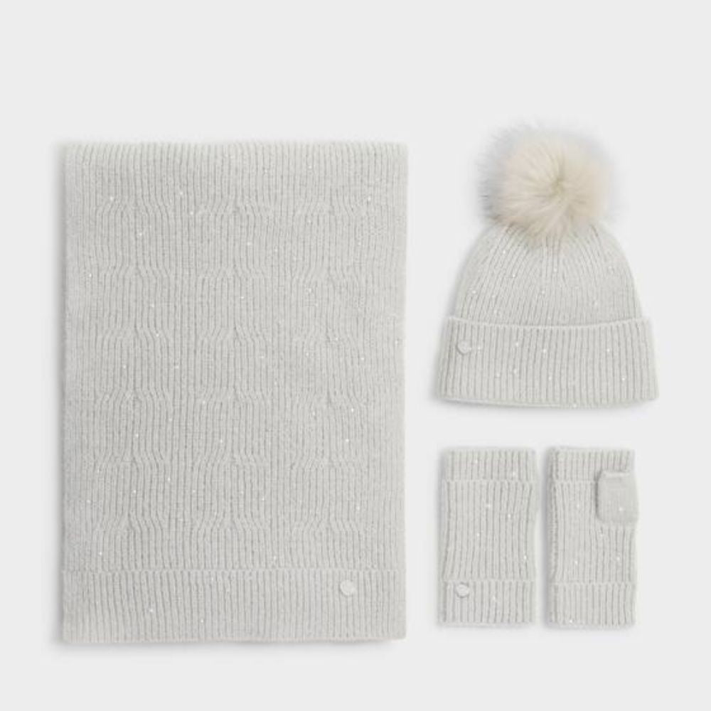 Katie Loxton Pale Grey Sequin Hand Warmer Gloves