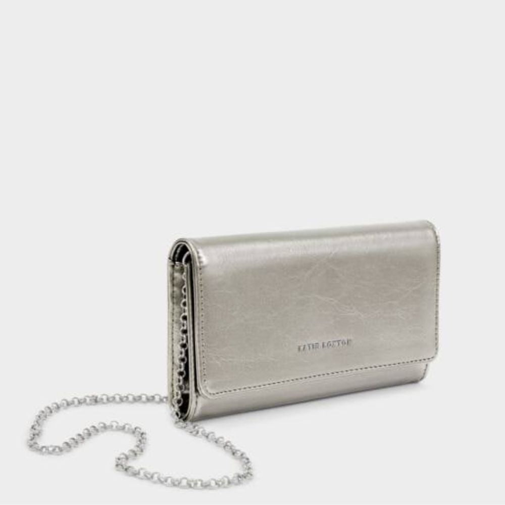 Katie Loxton Pewter Zea Patent Crackle Crossbody Purse