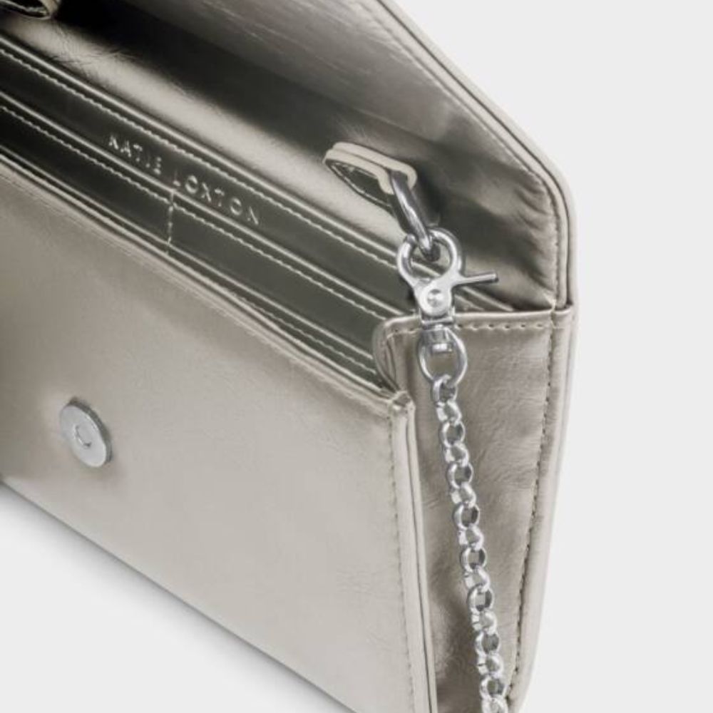 Katie Loxton Pewter Zea Patent Crackle Crossbody Purse