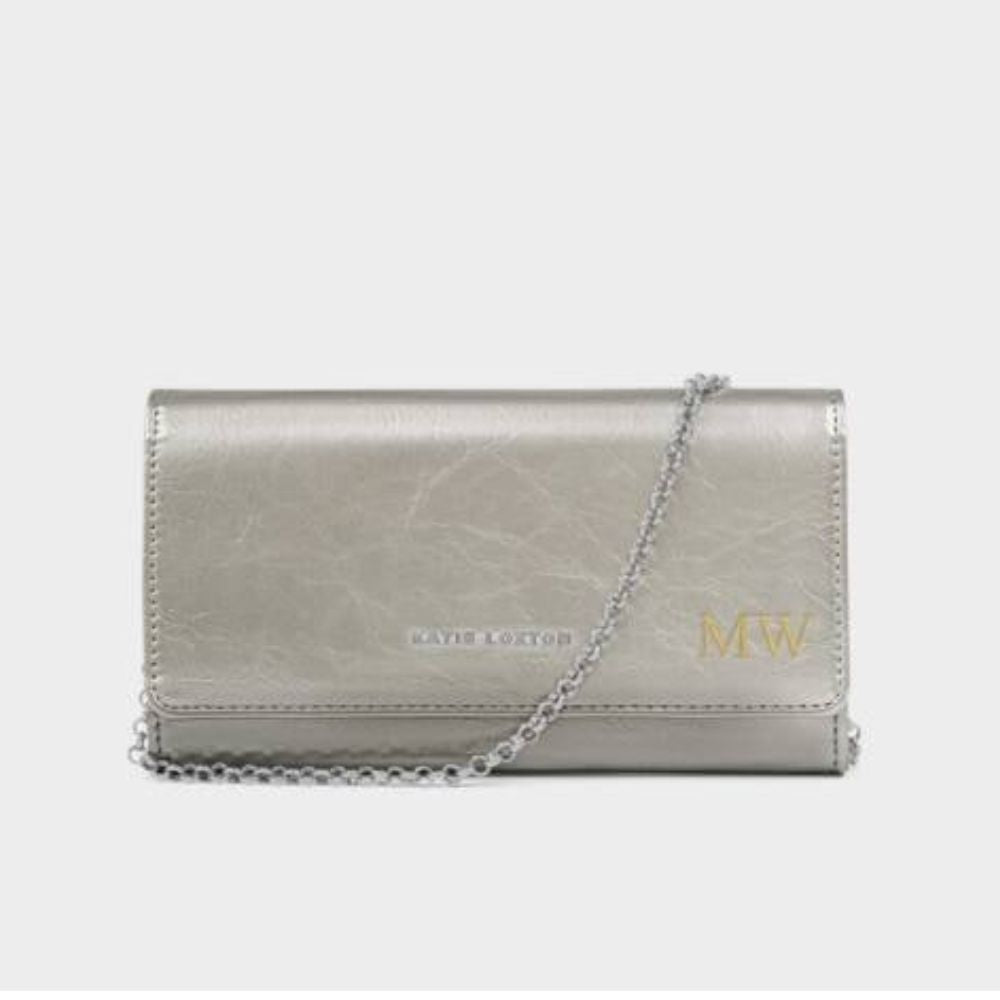 Katie Loxton Pewter Zea Patent Crackle Crossbody Purse