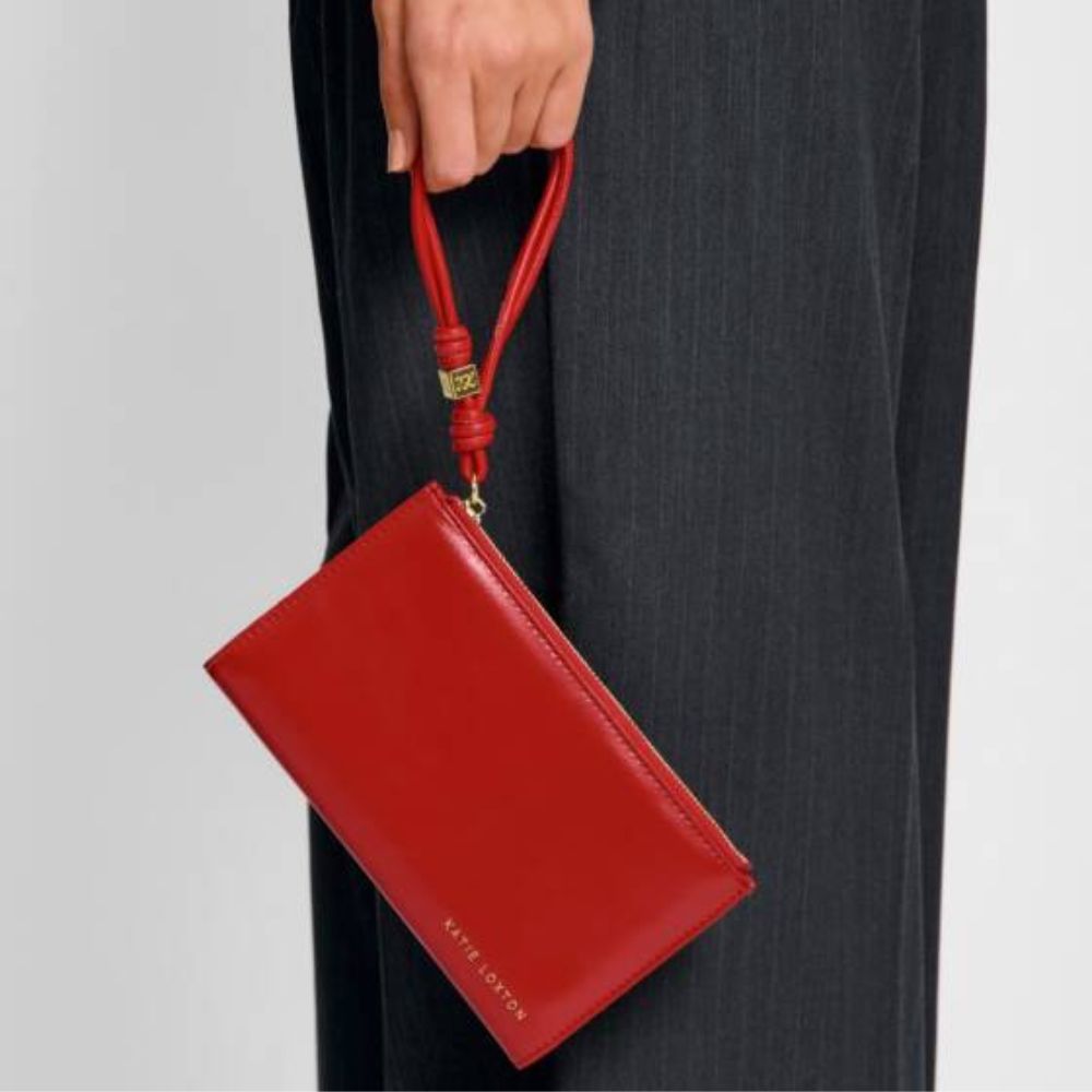 Katie Loxton Red Arden Large Braided Wristlet Purse