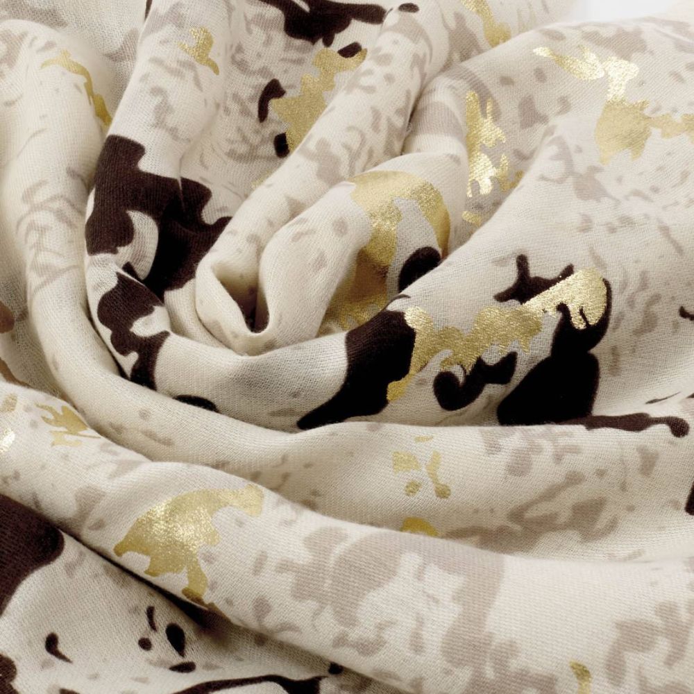 Katie Loxton Snake Printed Foil Scarf - Sand/Taupe/Gold