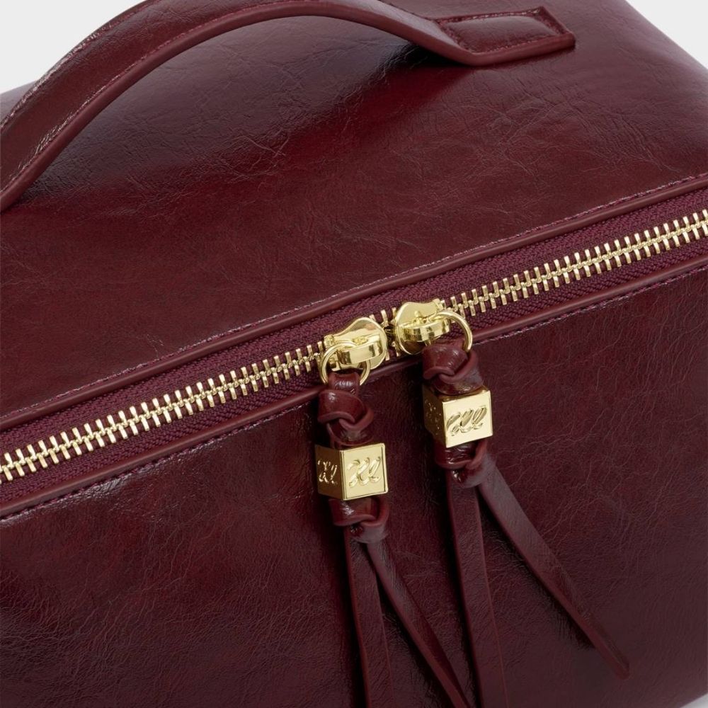 Katie Loxton Soho Large Makeup & Wash Bag - Crackle Cherry