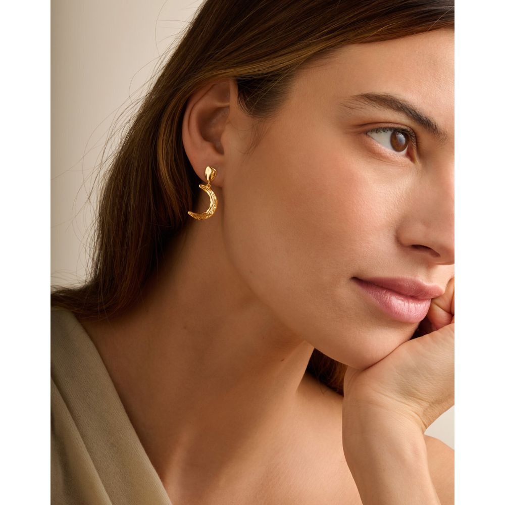 Katie Loxton Solesi Moon Waterproof Earrings - Gold