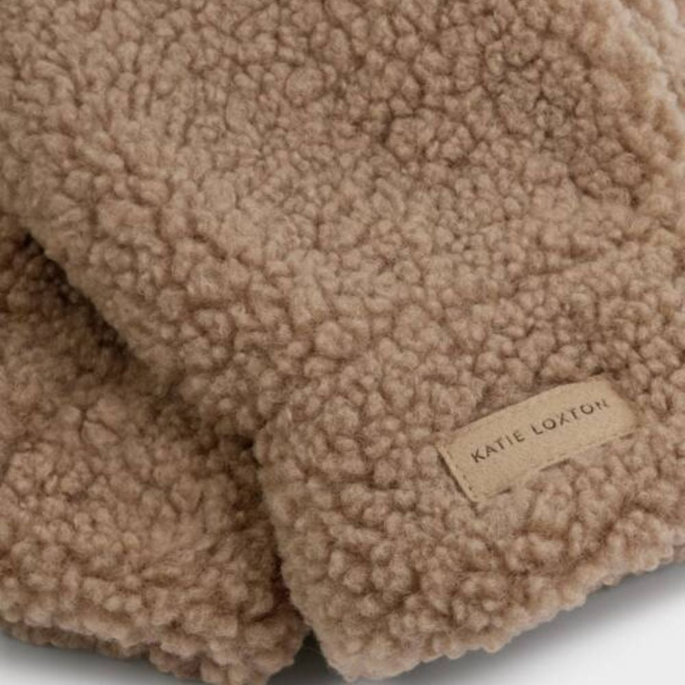 Katie Loxton Tan Teddy Mittens with Cord