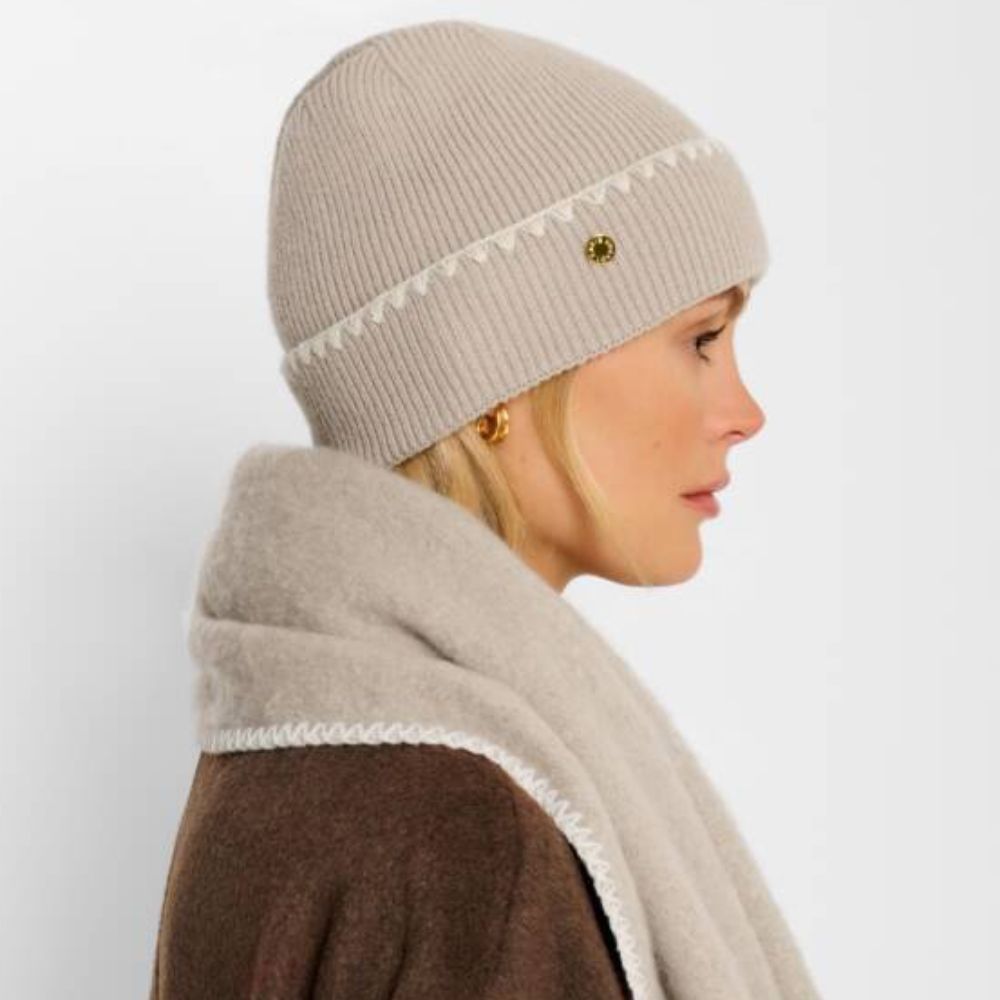 Katie Loxton Taupe Whipstitch Knitted Hat