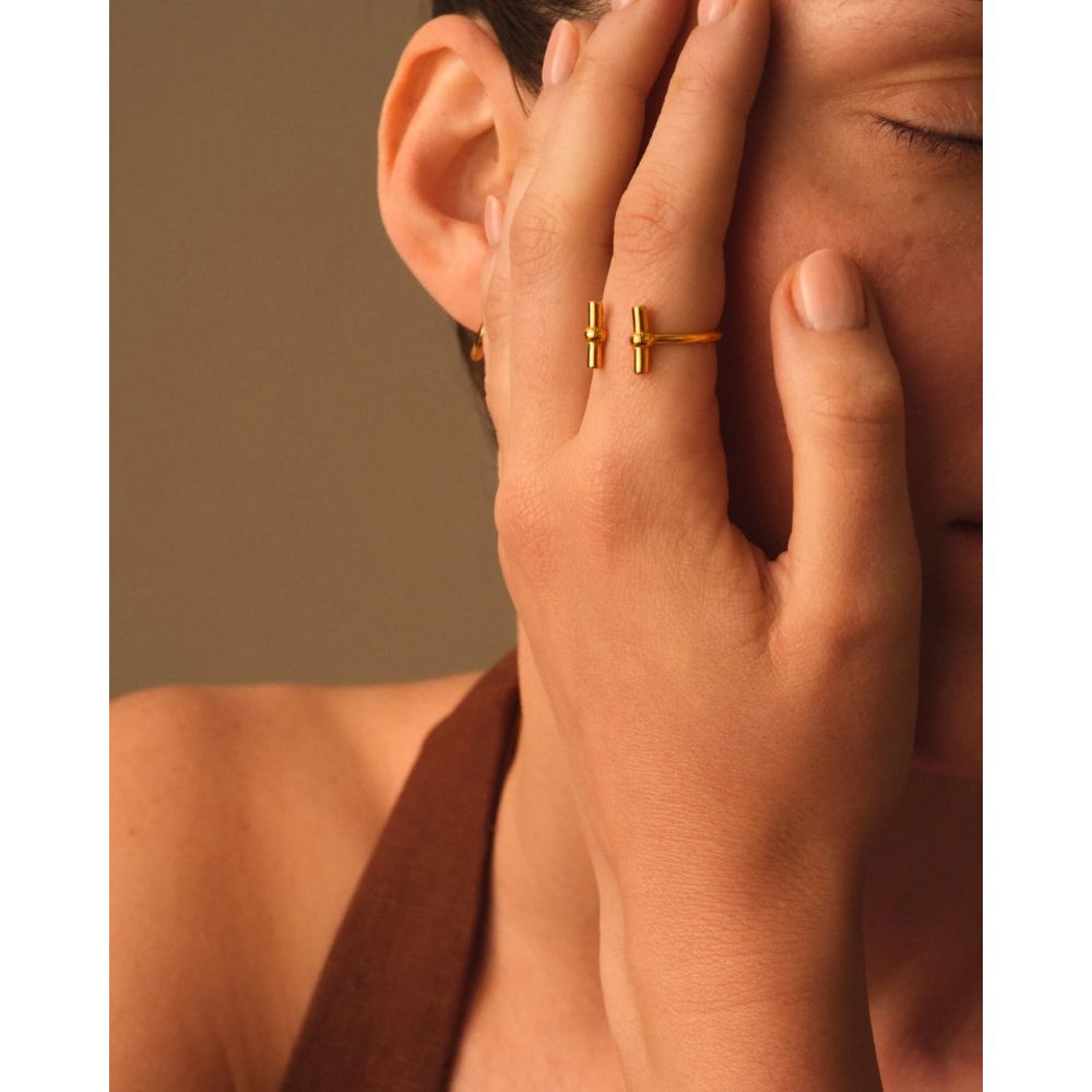 Katie Loxton Themis Waterproof T-Bar Ring - Gold - One Size