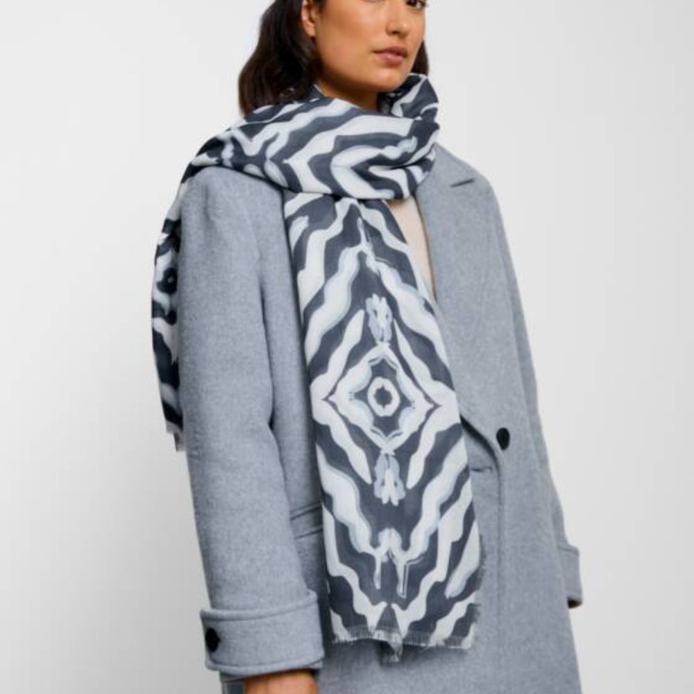 Katie Loxton White & Navy Kaleidoscope Printed Scarf