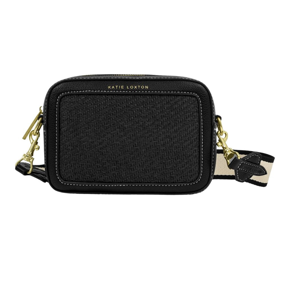 Katie Loxton Avery Raffia Small Crossbody Bag - Black