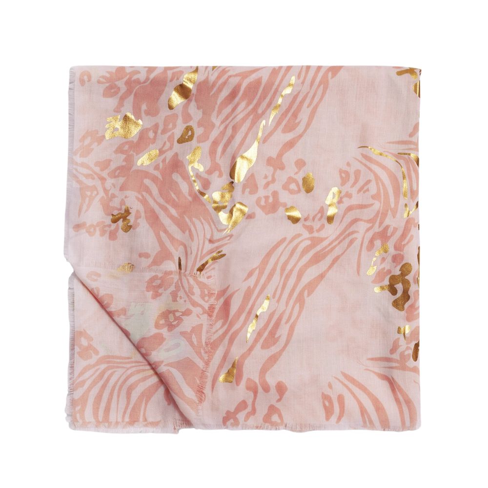 Katie Loxton One Size Printed Foil Scarf - Pink/Gold