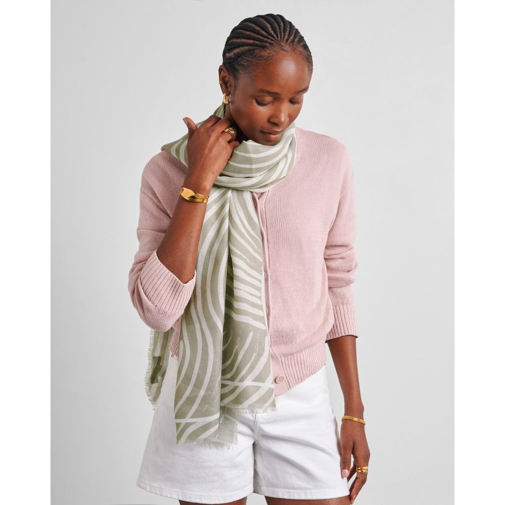 Katie Loxton One Size Waved Lines Scarf - Sage