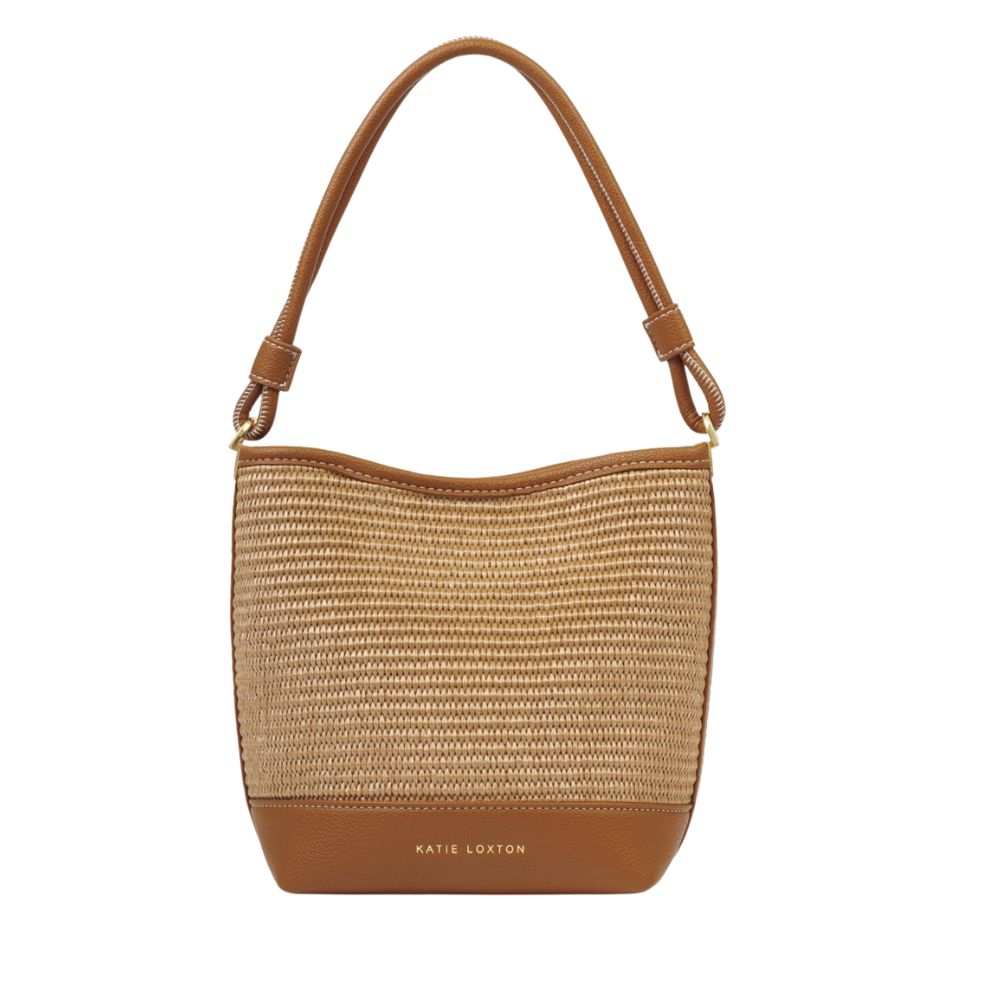 Katie Loxton Sorrento Raffia Bucket Bag - Cognac