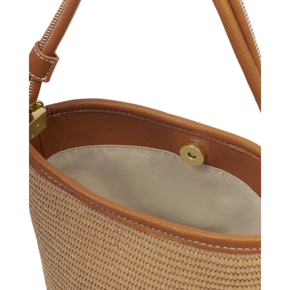 Katie Loxton Sorrento Raffia Bucket Bag - Cognac
