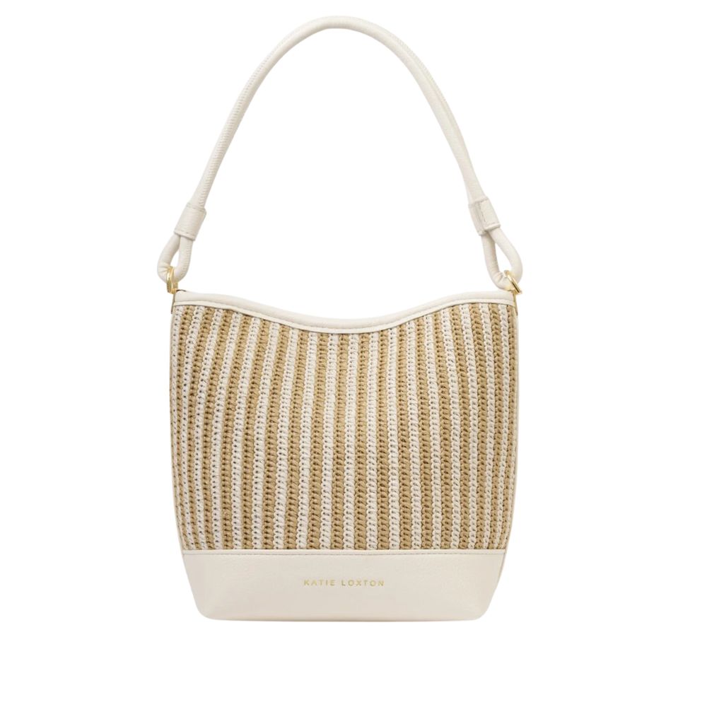 Katie Loxton Sorrento Raffia Striped Bucket Bag - Off White