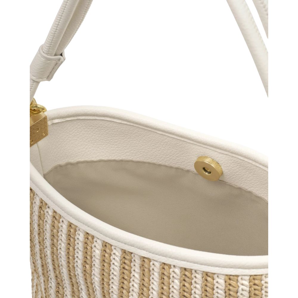 Katie Loxton Sorrento Raffia Striped Bucket Bag - Off White