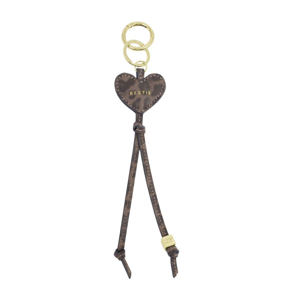 Katie Loxton 'Bestie' Heart Bag Charm Keyring - Leopard Print