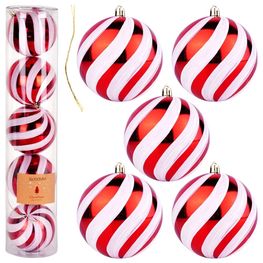 Koopman 10cm Candy Cane Pattern Christmas Baubles (Set of 5)