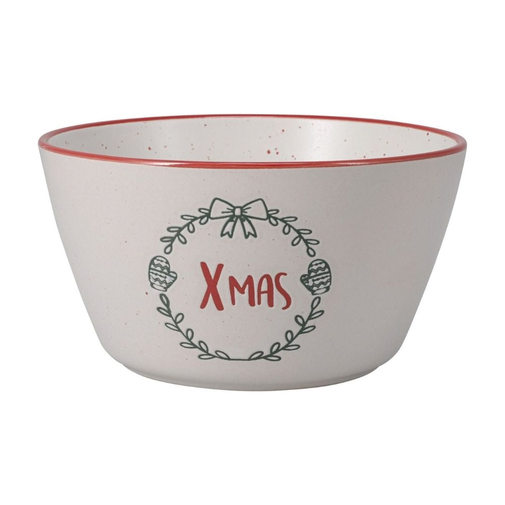 Koopman 14cm Festive Stoneware Bowl - (Choice of 4)