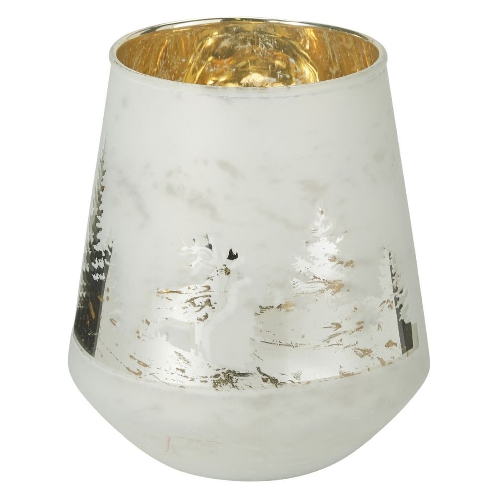 Koopman 16cm Reideer Frosted Tea Light Holder