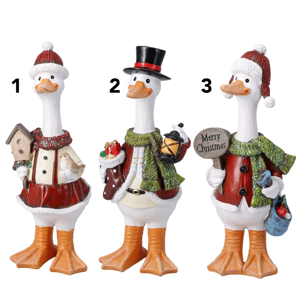 Koopman 25cm Festive Goose Standing Ornament - (Choice of 3)