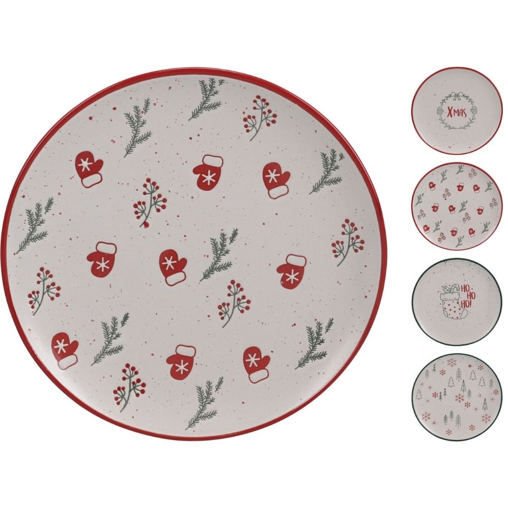 Koopman 26.5cm Festive Stoneware Plate - (Choice of 4)