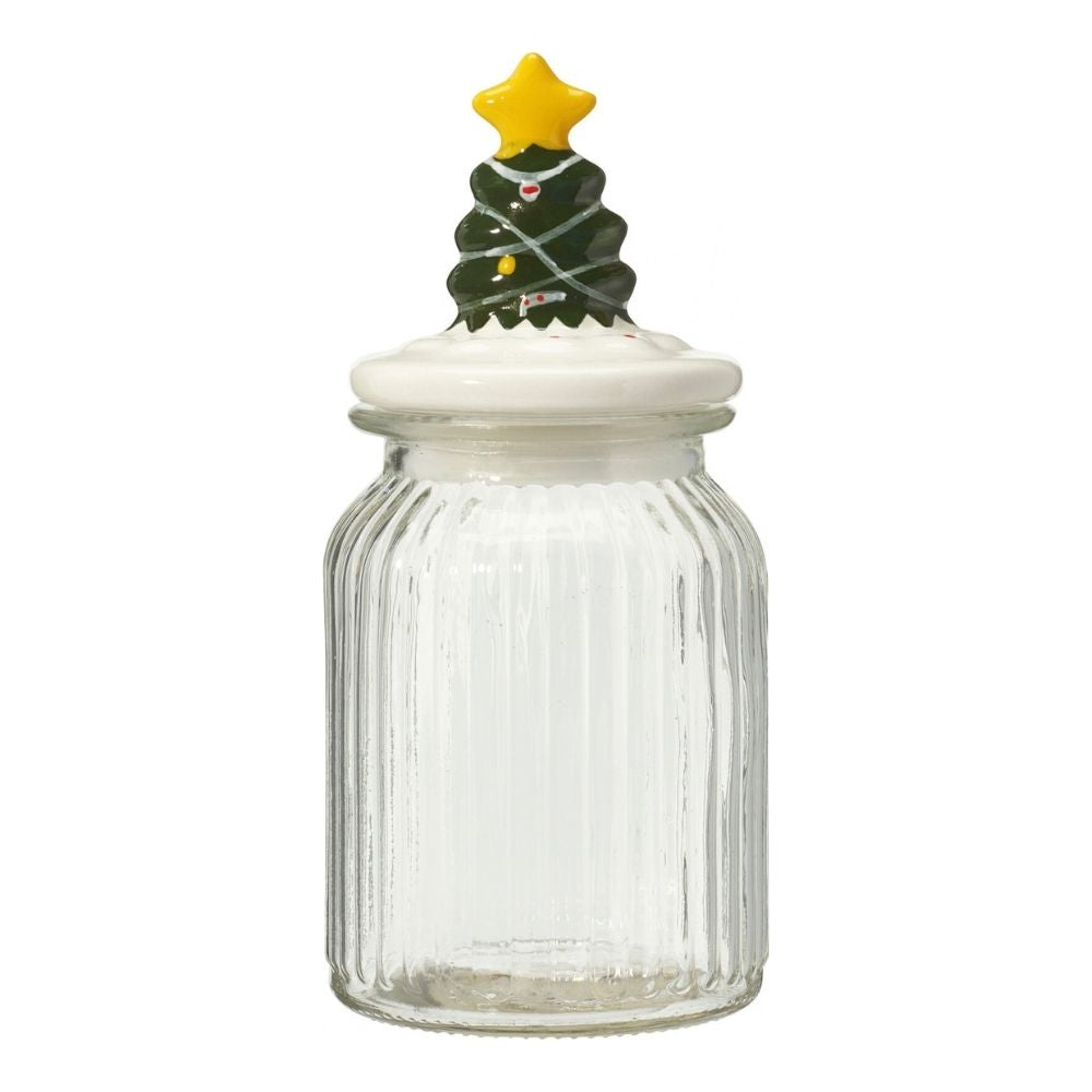 Koopman 950ml Christmas Character Glass Cookie Jar - (Set of 3)